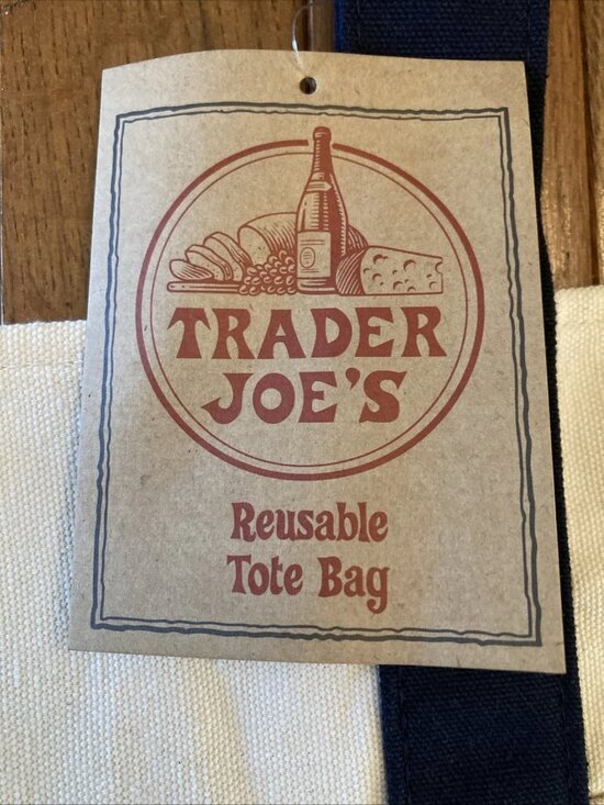 Trader Joe’s 2026 Limited LARGE CLASSIC NAVY Canvas Shop Tote Bag 20 x 15 NWT - Picture 2 of 3